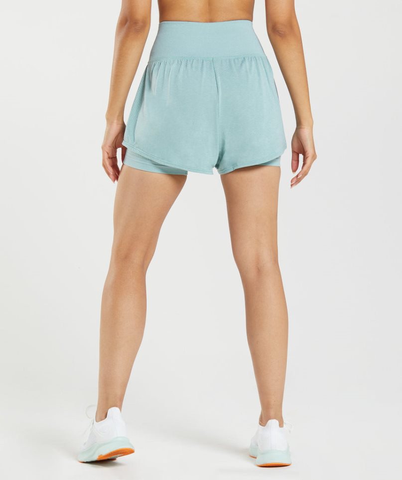 Women's Gymshark Vital Seamless 2.0 2-in-1 Shorts Light Blue | CA 7A0D63